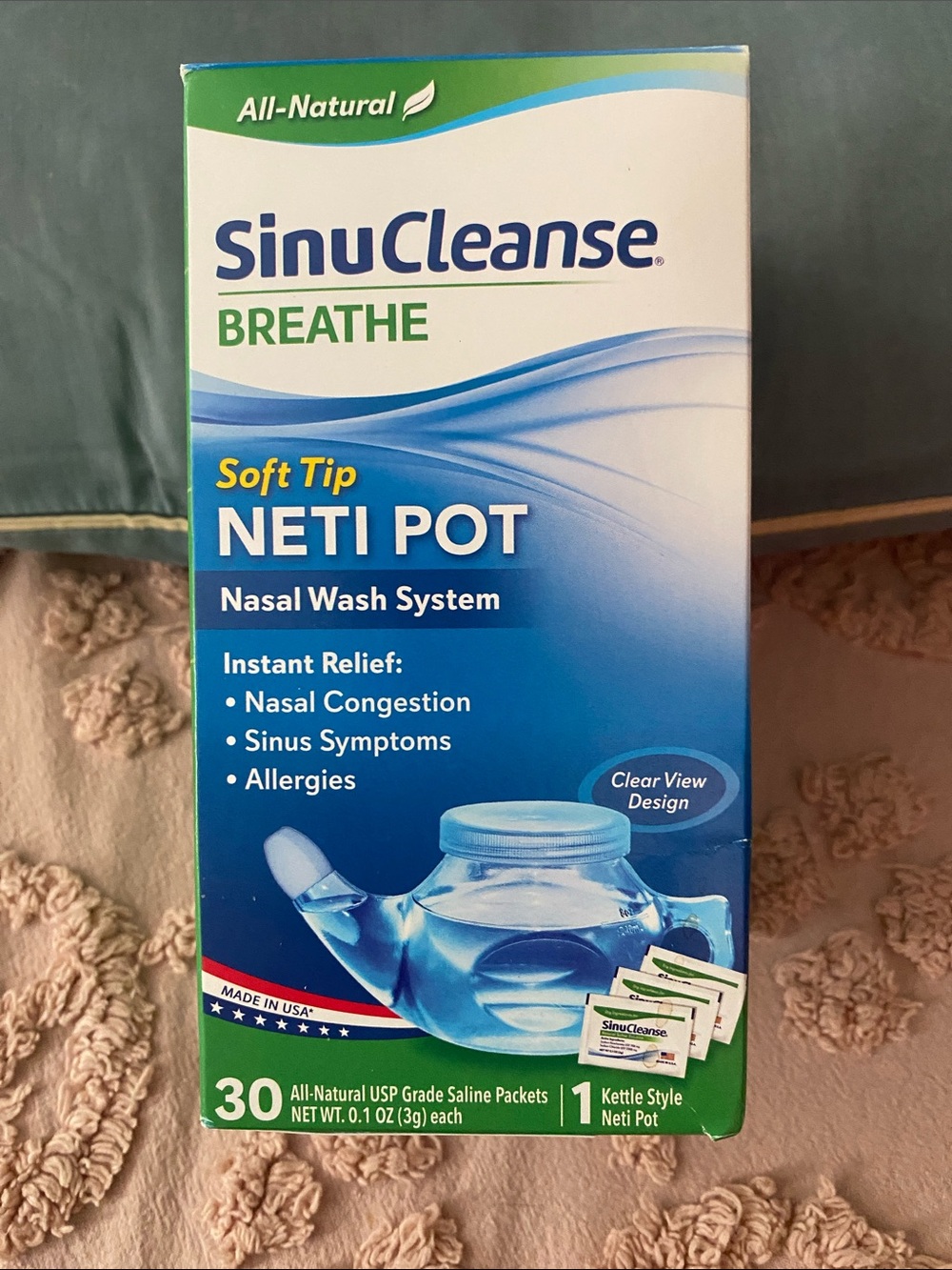 SinuCleanse Breathe Soft Tip Neti Pot - Blue/White